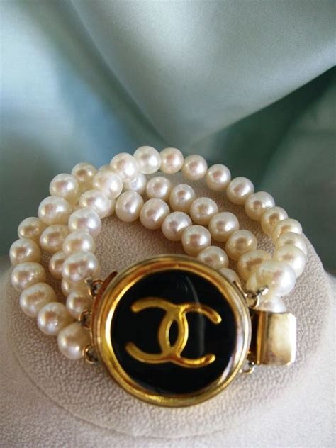 chanel button pearl bracelet|chanel cuff bracelet women.